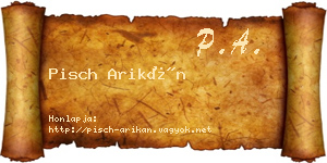 Pisch Arikán névjegykártya